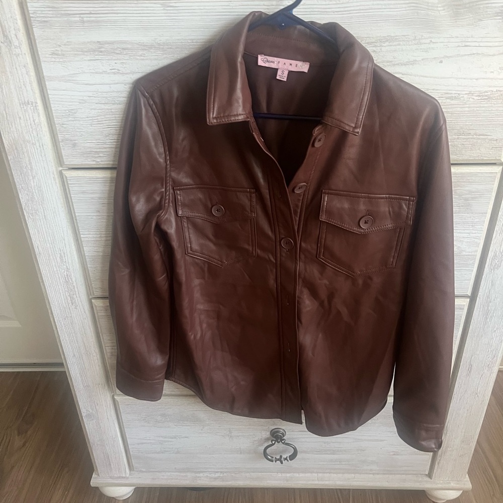 Brown Pleather Shiry Jacket